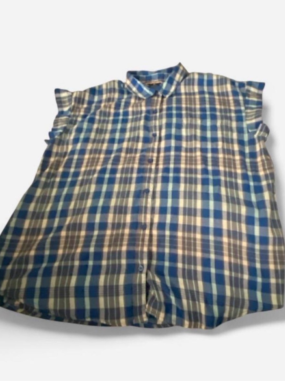 Button down sleevless plaid shirt size xl riders by